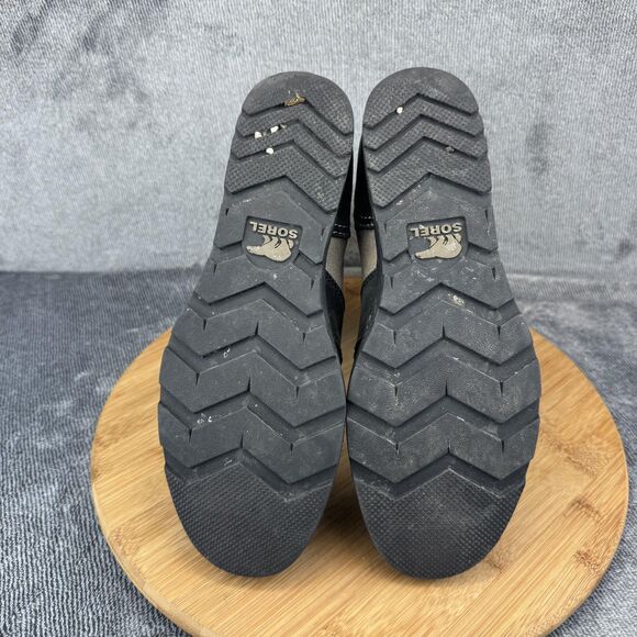 Sorel Boots Womens Size 7.5 Black Gray Major Lace Side Zip Combat Moto Ankle - Picture 7 of 9